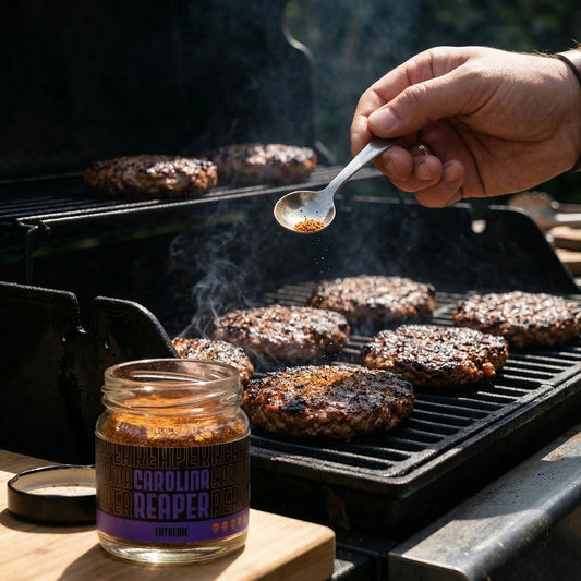 Polvere di Peperoncino utilizzata in una grigliata di hamburger